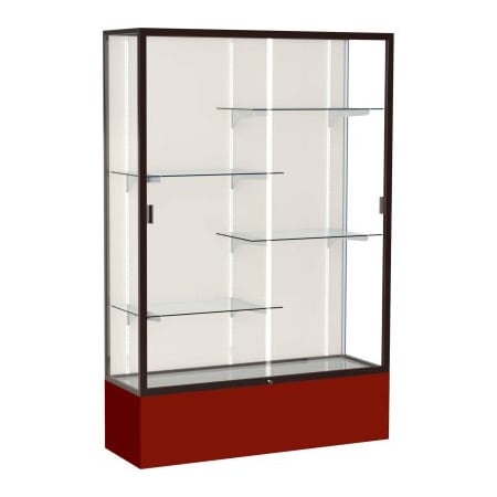Waddell Display Case Of Ghent Spirit Display Case Maroon Base, Bronze Frame, Fabric Back 48"W x 16"D x 72"H 374PB-BZ-MN
